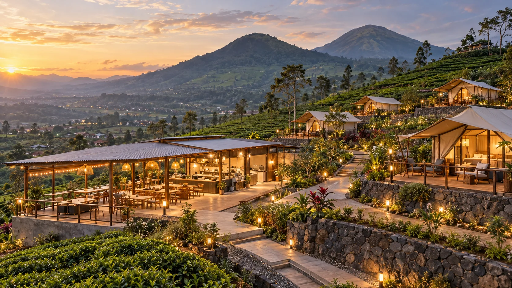 Visualisasi konsep glamping Damar View